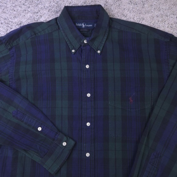Polo Ralph Lauren Other - Polo Ralph Lauren Big Shirt Men Medium Tartan Plaid Long Sleeve Button Pony Logo